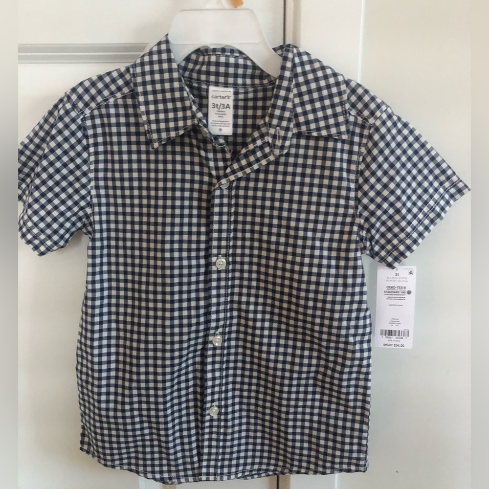 NWT! Toddler 2 Piece Set. Gingham shirt with Khaki Shorts